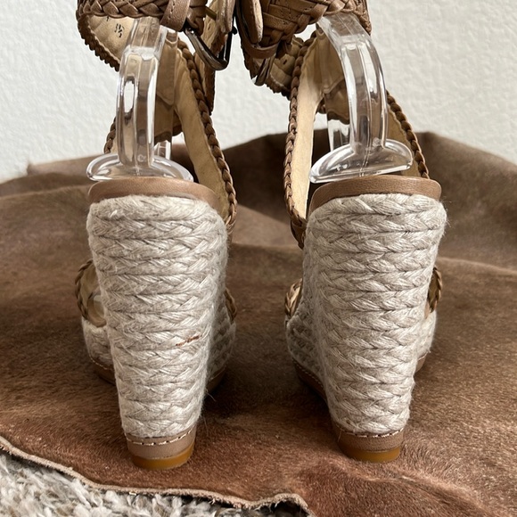 Stuart Weitzman Elixir Wedge Platform Braided Leather Ankle Strap Sandals - Picture 6 of 8